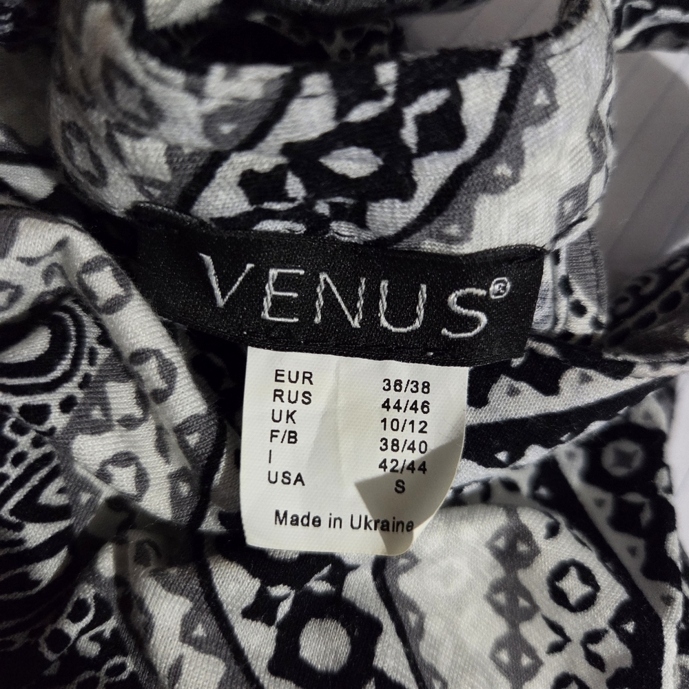 Venus Black And White Paisley Dress, Size S - Picture 5 of 5